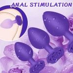 Silicone Rose Base Luxe Anal Plug Set Purplex