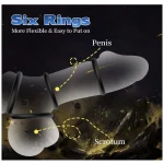 Silicone Cock Ring Set with Mini Vibrator Piece Set Red Black Blue