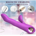 Thrusting Finger Like Rabbit Vibrator with Thrusting & Rotating Beads Vibration Modes LCD Display Purple
