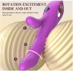 Thrusting Finger Like Rabbit Vibrator with Thrusting & Rotating Beads Vibration Modes LCD Display Purple
