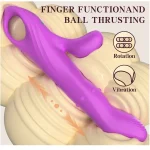 Thrusting Finger Like Rabbit Vibrator with Thrusting & Rotating Beads Vibration Modes LCD Display Purple