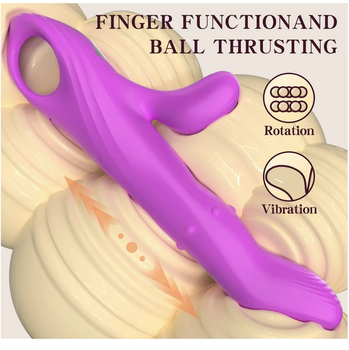 Thrusting Finger Like Rabbit Vibrator with Thrusting & Rotating Beads Vibration Modes LCD Display Purple