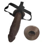 Wearable TPU Rubber Hollow Strap On Dildo Harness Set Inches Brown