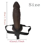 Wearable TPU Rubber Hollow Strap On Dildo Harness Set Inches Brown