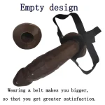 Wearable TPU Rubber Hollow Strap On Dildo Harness Set Inches Brown