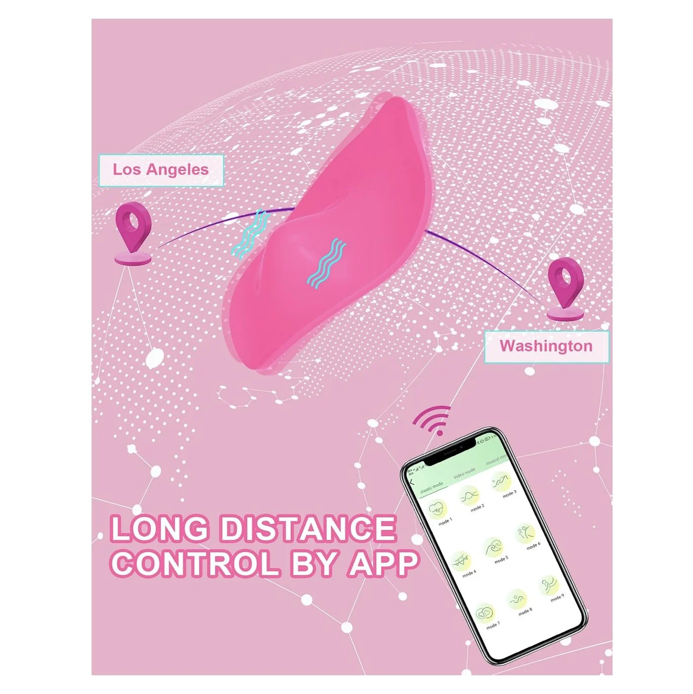 APP Controlled Wearable Vibrating Panties with Vibration Modes Pink
