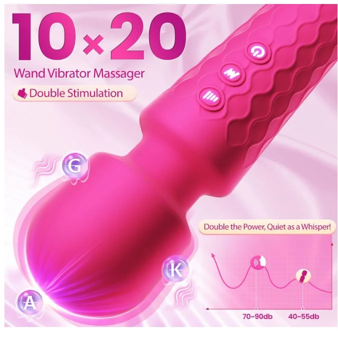Cordless Erotic Wand Massager Powerful Vibration App Controlled Pink