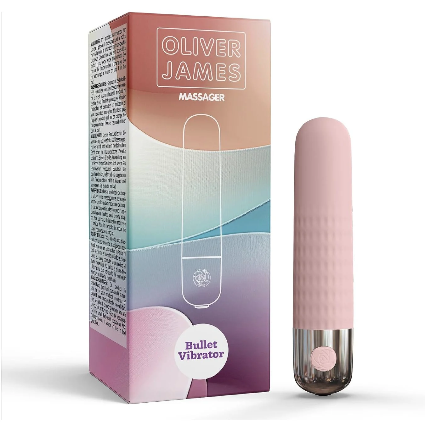 Pocket sized Quiet Bullet Vibrator with Pleasure Modes Full Silicone Pastel Pink