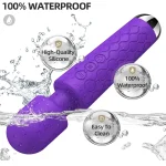 Silicone Wand Vibrator with Patterns & Speeds Waterproof Purple opt