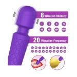 Silicone Wand Vibrator with Patterns & Speeds Waterproof Purple opt
