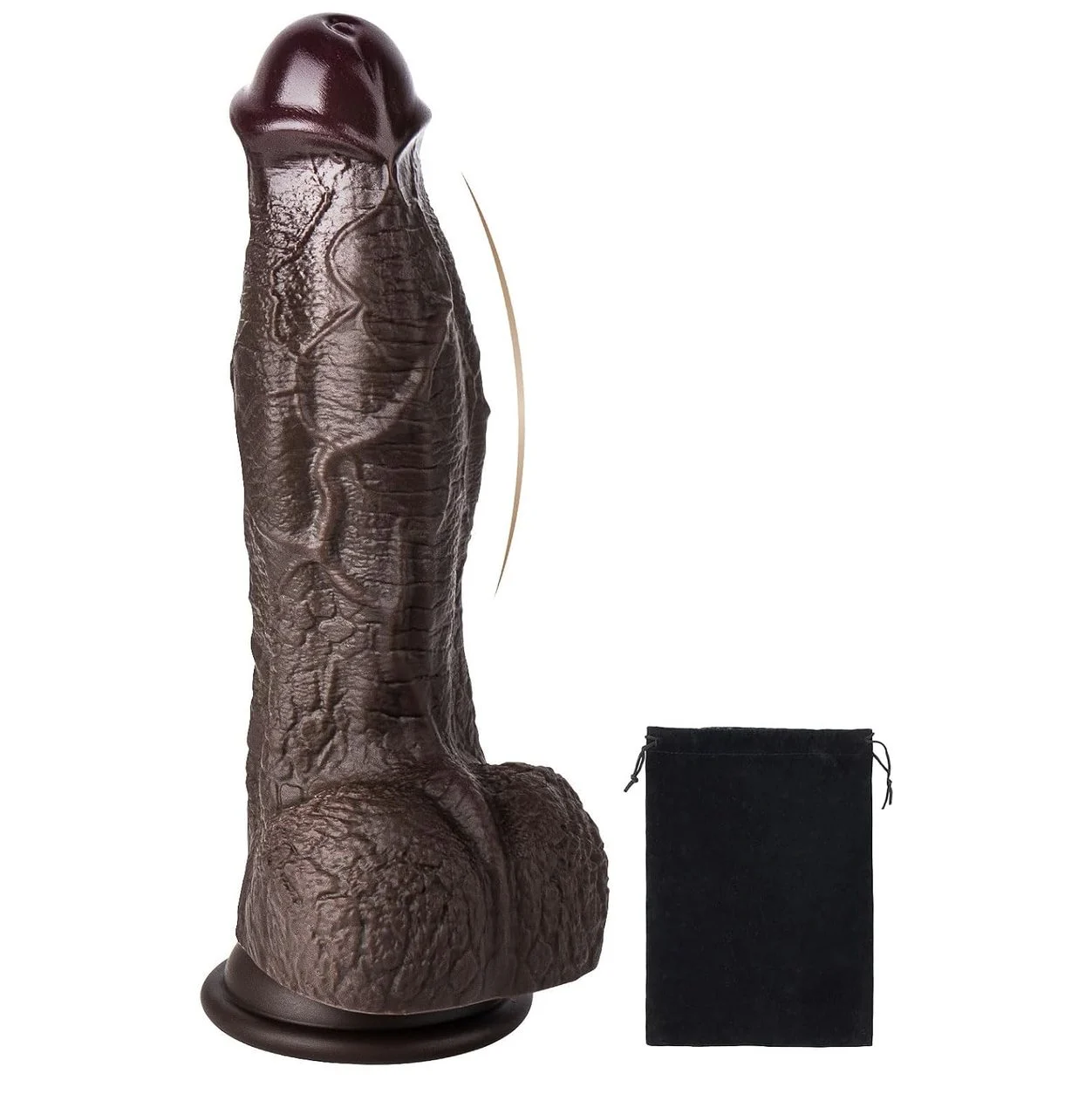 Realistic Silicone Curve BBC Dildo with Suction Cup Inch Cocoa