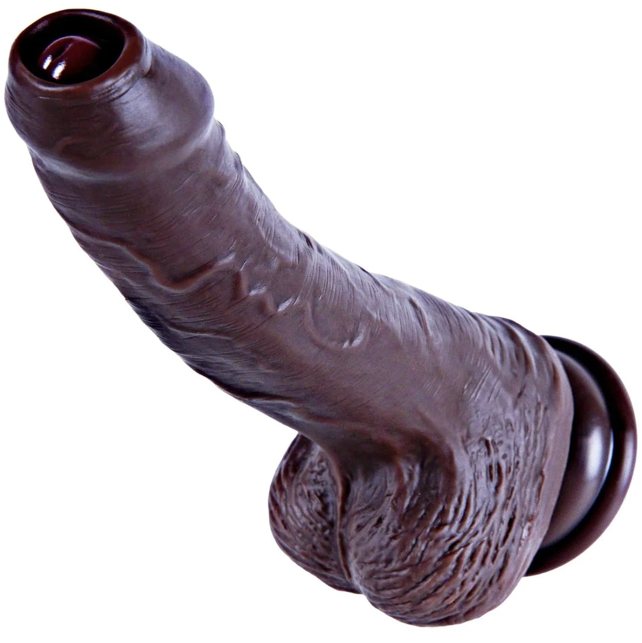 Realistic Uncut Foreskin Dildo Movable Dual Density Silicone with Suction Cup inch Cocoa