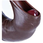 Realistic Uncut Foreskin Dildo Movable Dual Density Silicone with Suction Cup inch Cocoa