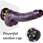 Realistic Uncut Foreskin Dildo Movable Dual Density Silicone with Suction Cup inch Cocoa