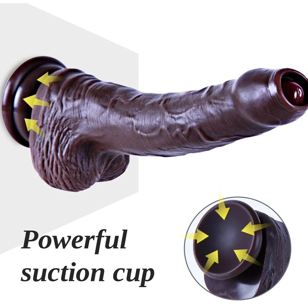 Realistic Uncut Foreskin Dildo Movable Dual Density Silicone with Suction Cup inch Cocoa
