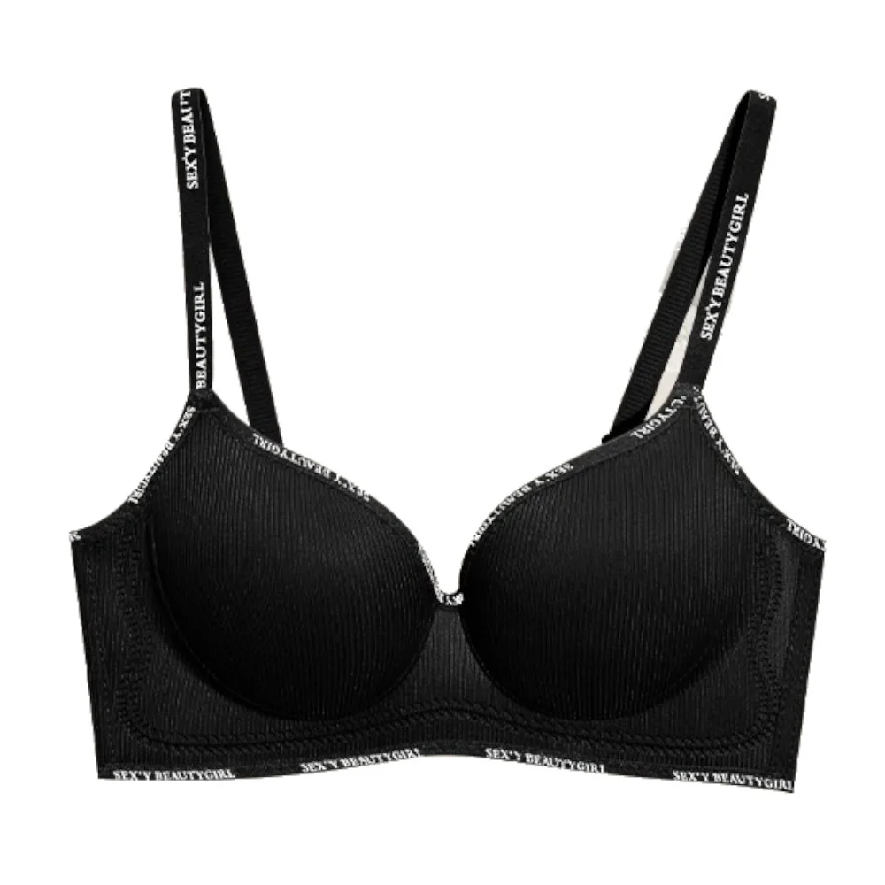 Seamless Push Up Bra lette with Graffiti Print Black