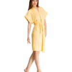 Women's Pure Color Short Soft Cotton Robes - Mustard
