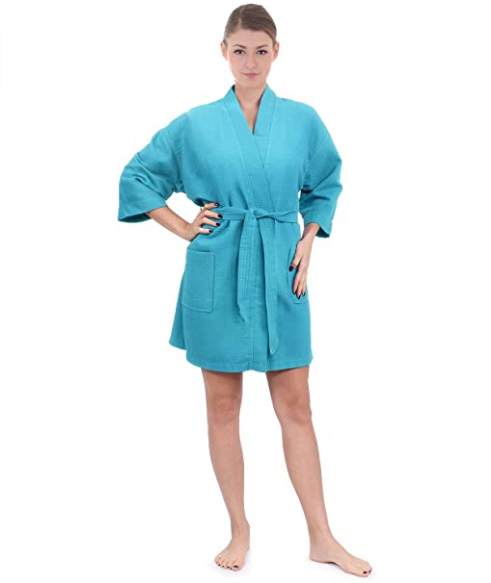 Screenshot 2021 03 20 Womens Knee Length Waffle Weave Kimono Bathrobe Small Medium Turquoise at Amazon Womens Clothing...