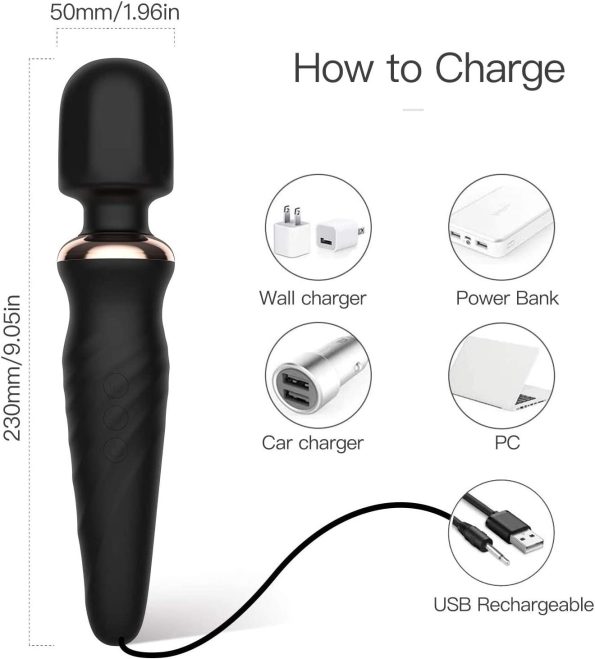 Rechargeable Personal Wand Massager Black
