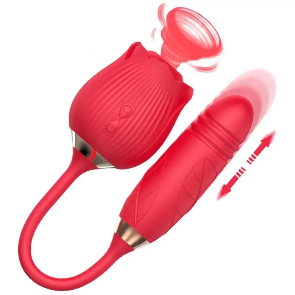 Rechargeable Rose Vibrator with Powerful Suction and Thrusting