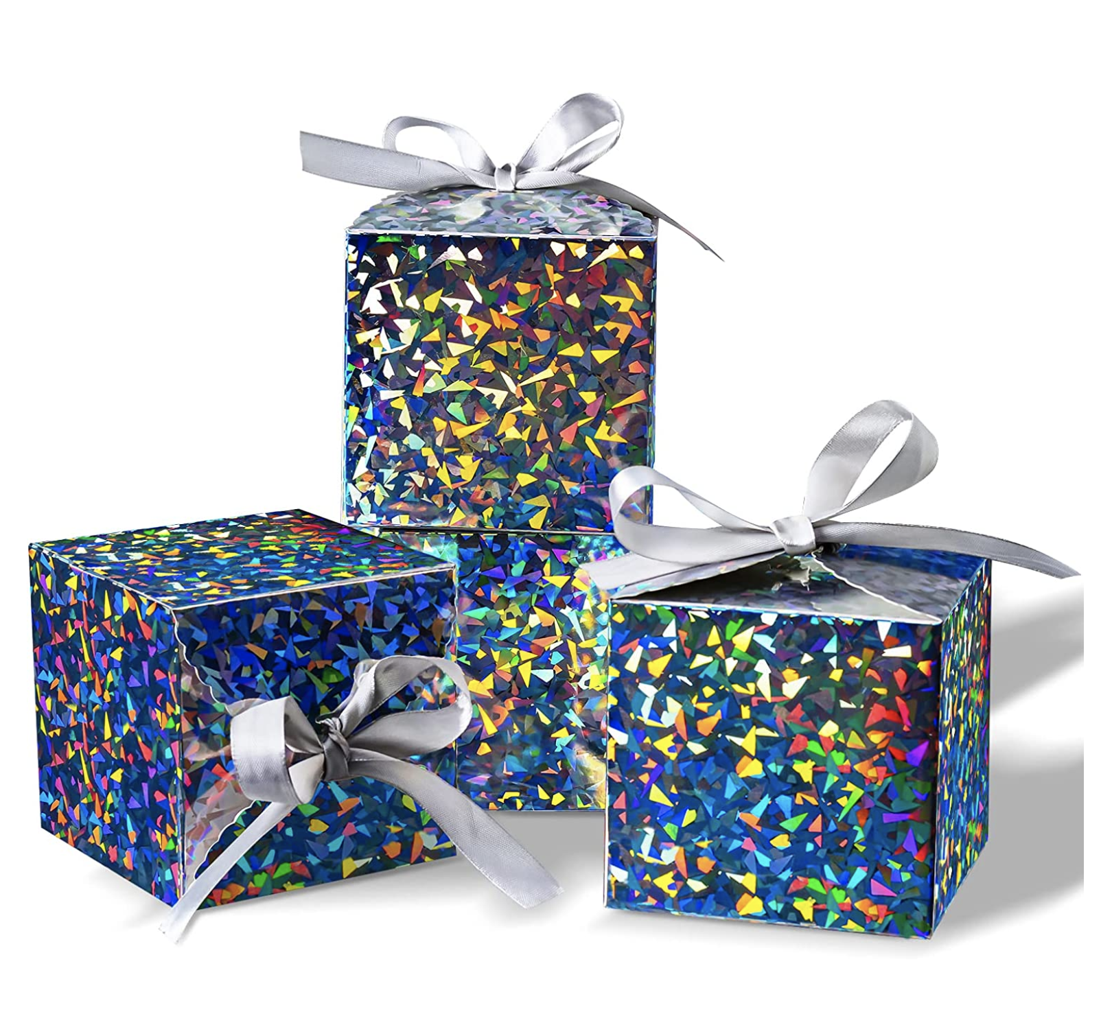 Small Holographic Paper Gift Boxes with Ribbon xx