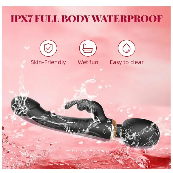 Applied Pressure Waterproof Tripple Massager with Speeds of Pleasure & Patterns Black