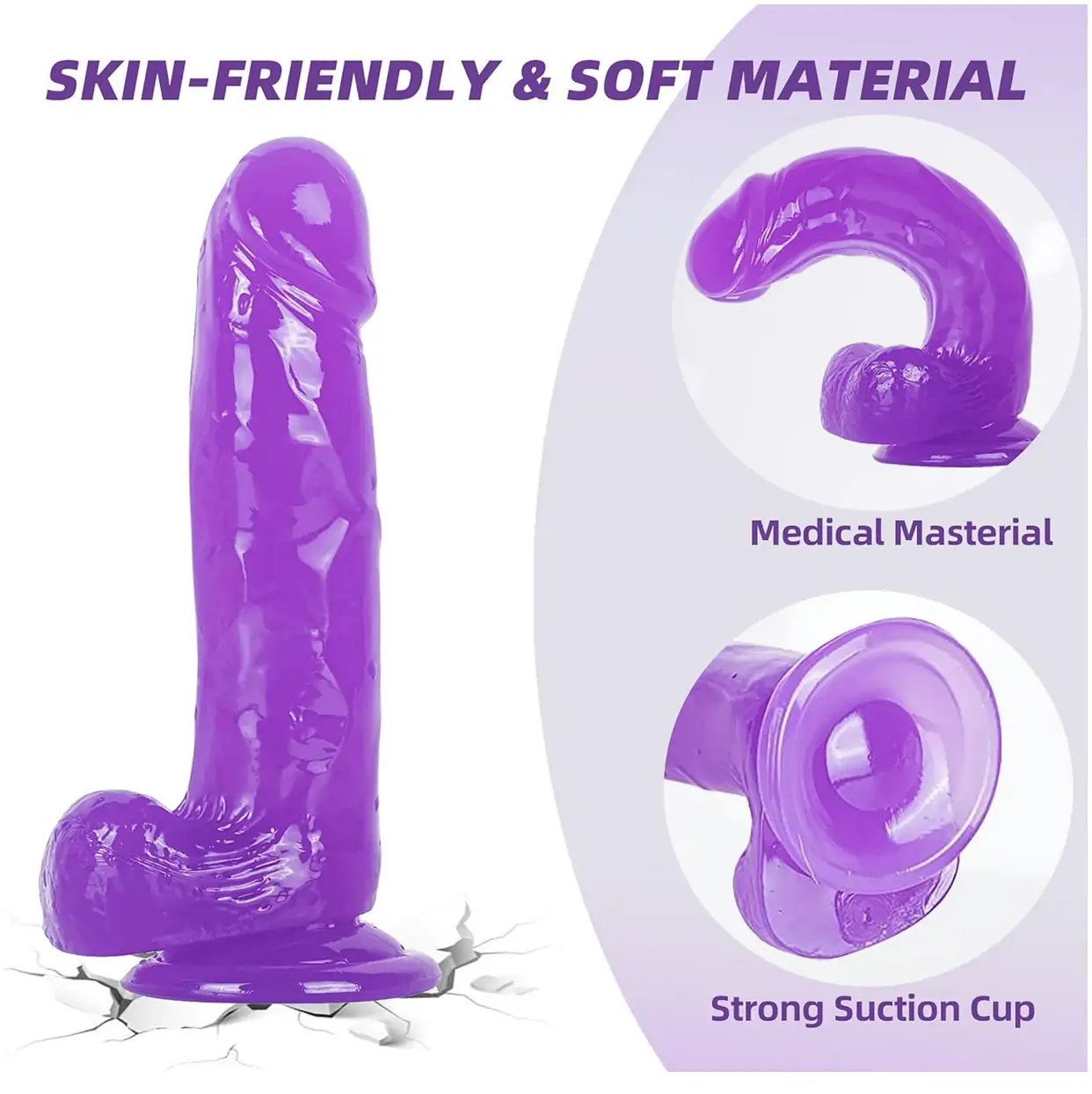 Strap on Harness Set with Inch Jelly Dildo Clear Purple