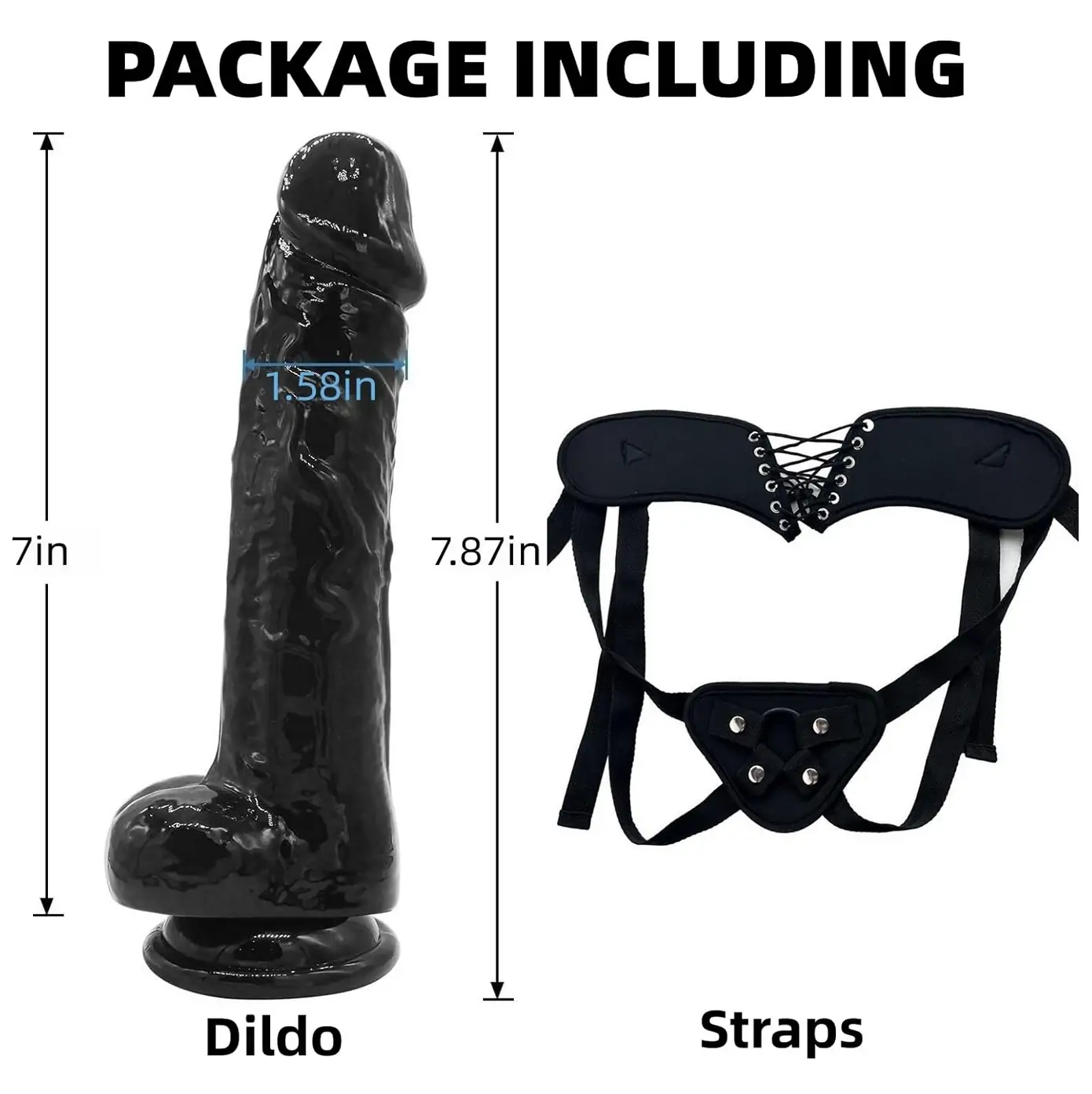 Strap on Harness Set with Inch Silicone Dildo Black