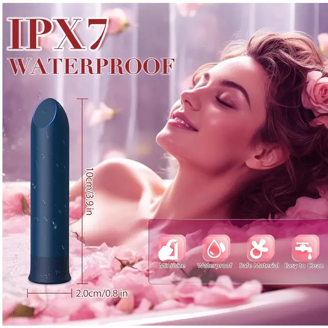 App Controlled Bullet Vibrator with Angled Tip for Precision Blue