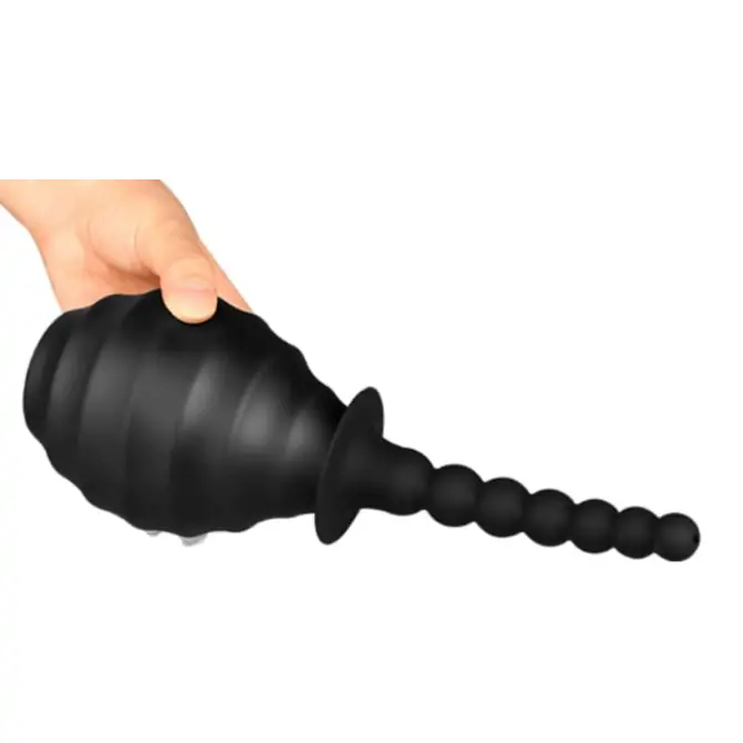 Medical Grade Silicone Beaded Douche for Enemas Black