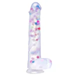 Realistic Silicone Dildo with Suction Cup Pride Confetti inches